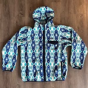 Patagonia Synchilla Full Zip Hooded Fleece Jacket Blue Aztec Women’s XL